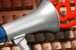 MEGAPHONE AND AT SIGN