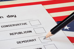 Elections blank with USA flag background