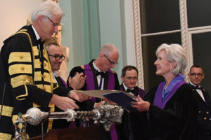 Prof Frank Murray (left), RCPI President, pictured with former US Health Secretary Kathleen Sebelius, who received her Honorary Fellowship of the Royal College of Physicians of Ireland last weekend in Dublin