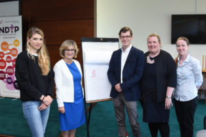 L-r: Dr Ann McHugh; Prof Eilis McGovern, Director of National Doctors Training and Planning; Dr Eoin Kelleher, Anaesthetics trainee and Cartoonist; Dr Catherine Diskin, National Lead NCHD/NDTP Fellow; Dr Aisling O’Riordan
