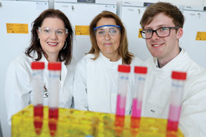 Pictured is Prof Catherine Greene (left), Associate Professor of Clinical Microbiology at the RCSI who led the research with her collaborators, first author David O’Driscoll (right) and senior co-author Prof Eleanor Molloy (centre), Head of Department of Paediatrics in Trinity College Dublin. Pic: Maxwellphotography.ie