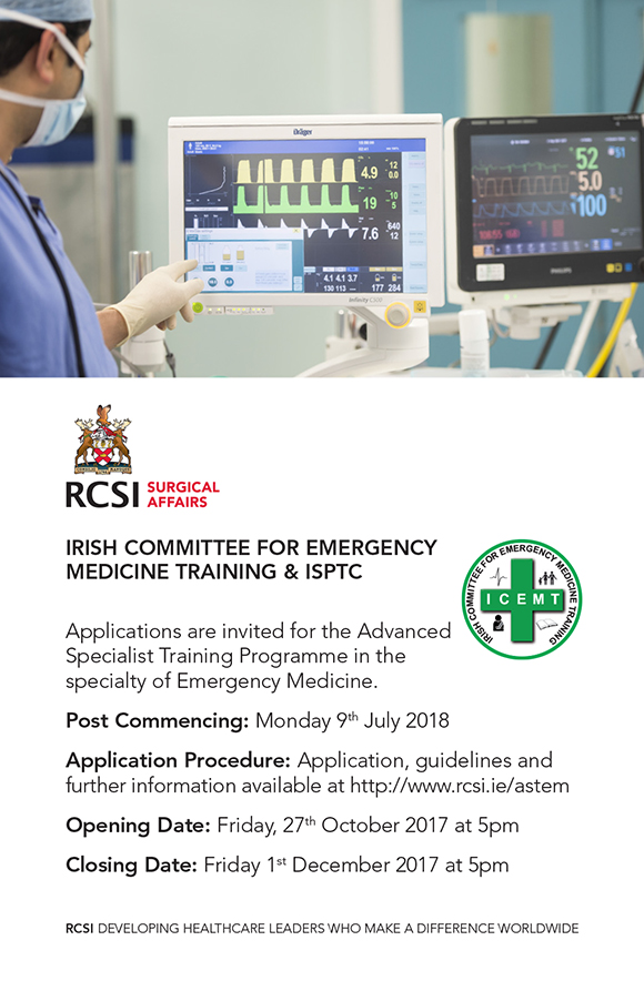 AD2838 Advert updates for July 2018 Intake_IRISH COMMITTEE FOR EMERGENCY MEDICINE TRAINING & ISPTC_TO PRINT